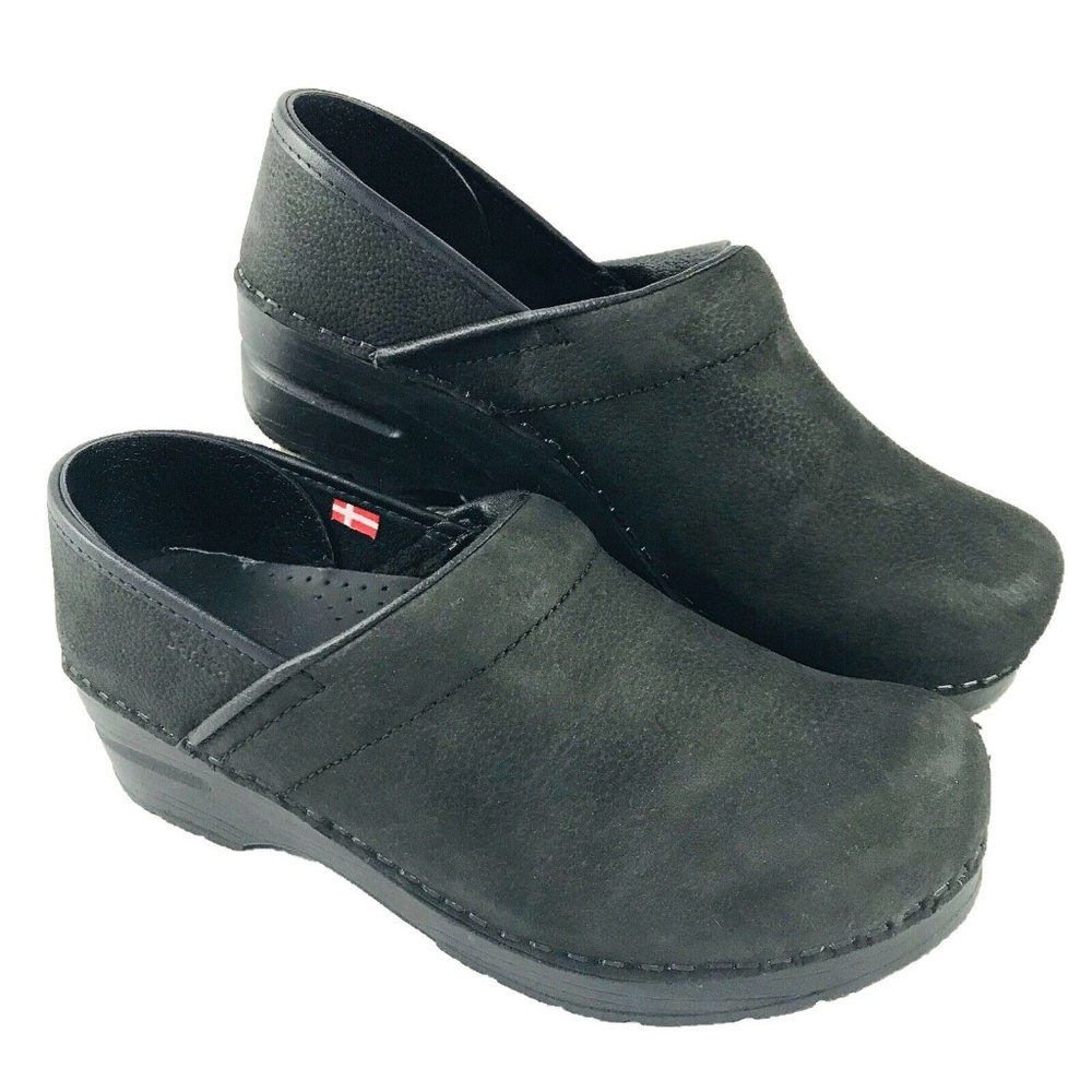 SOLD Sanita Nurse Clogs - Black Suede/Leather US